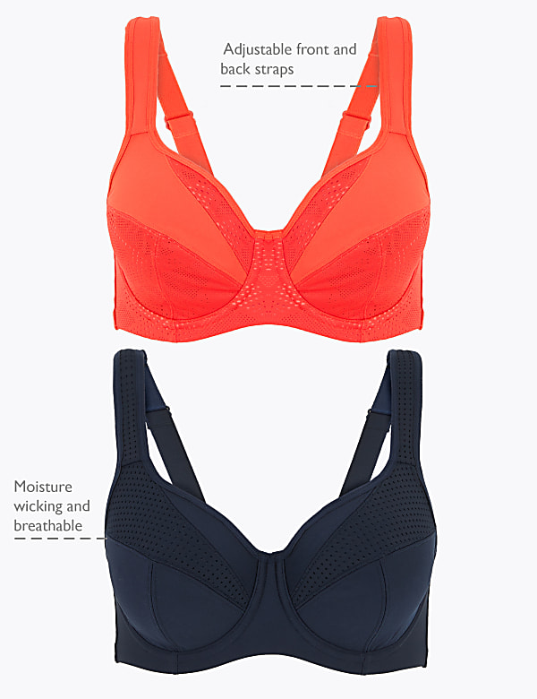 2pk High Impact Underwired Sports Bras A-H