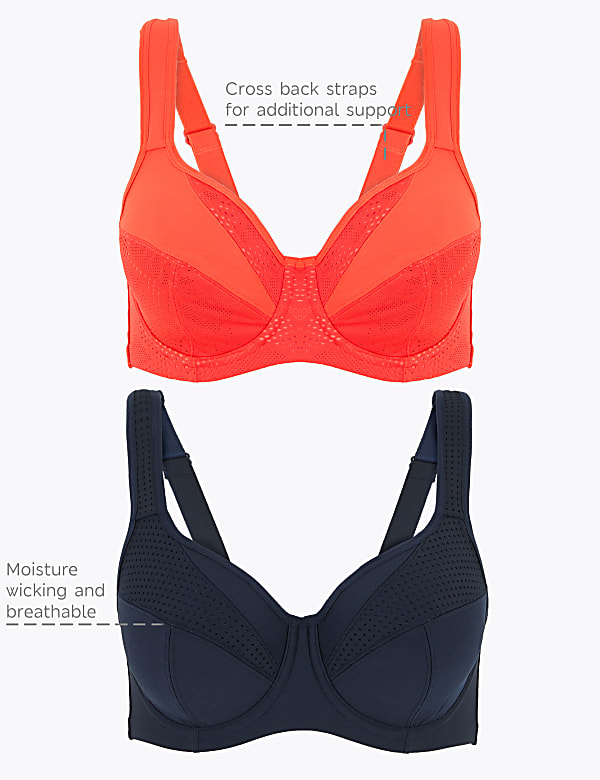 2pk High Impact Underwired Sports Bras A-H