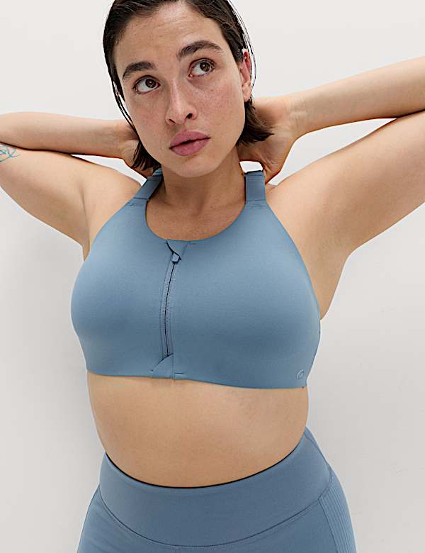 Ultimate Support Zip Up Non Wired Sports Bra (A-GG)