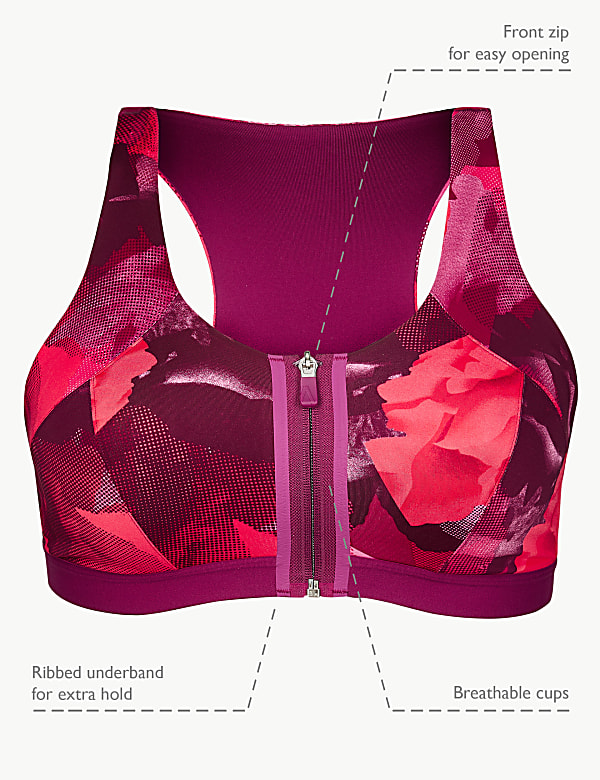 Extra High Impact Zip Front Sports Bra A-H