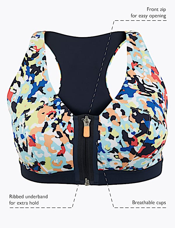 Extra High Impact Zip Front Sports Bra A-H