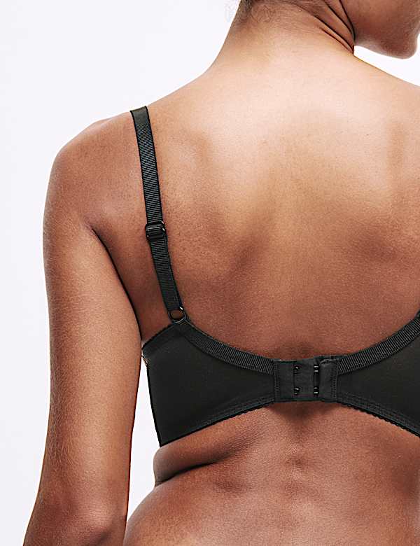 Printed Lace Trim Wired Push-Up Bra A-E - CA