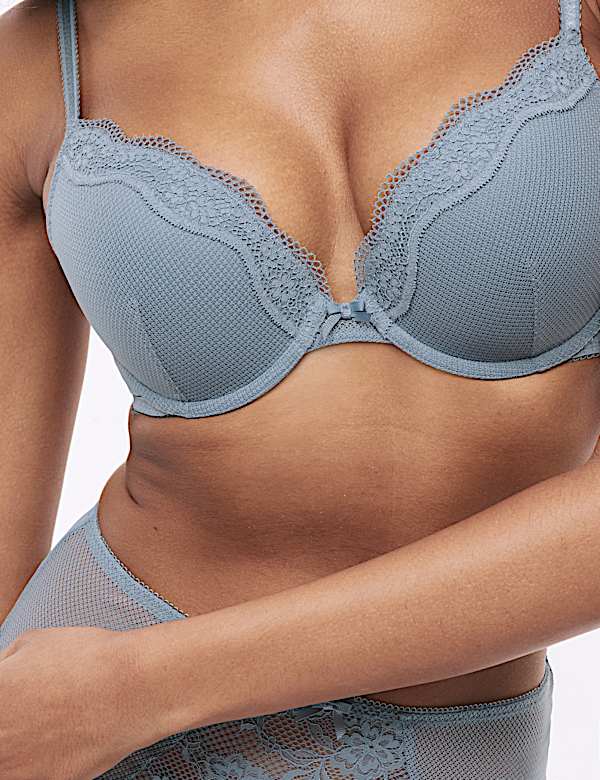 Jasmine Lace Wired Push Up Plunge Bra (A-E) - BN