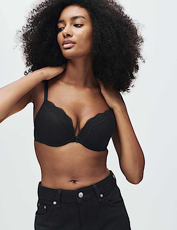 Jasmine Lace Wired Push Up Plunge Bra (A-E)