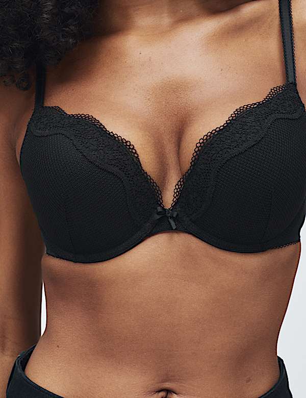 Jasmine Lace Wired Push Up Plunge Bra (A-E) - LV