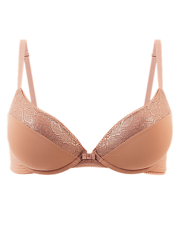 Body&trade; Lace Sparkle Trim Push Up Plunge Bra A-E