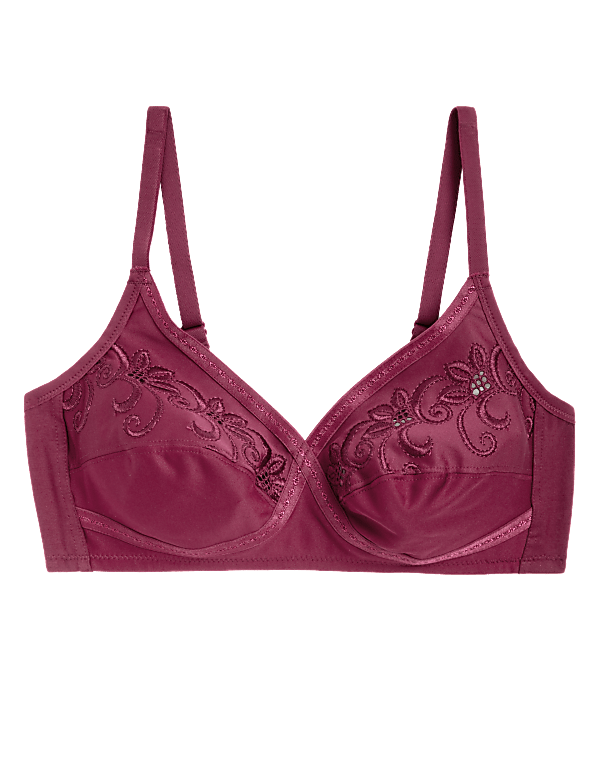 Cotton Mix Embroidered Bra