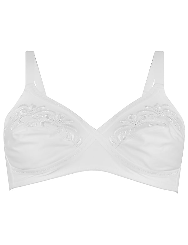 Embroidered Crossover Non-Wired Full Cup Bra A-E