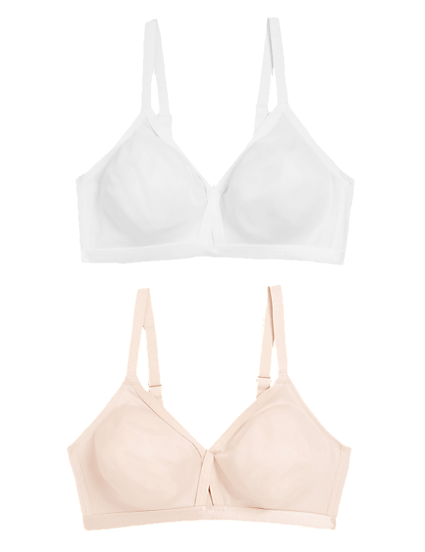 2pk Full Cup Crossover Non-Wired Bras A-E