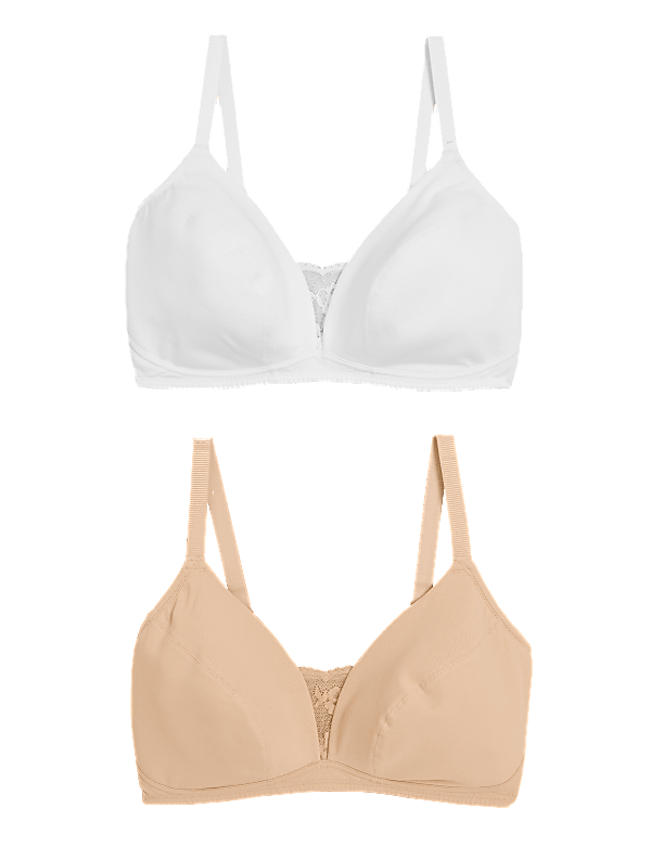 2pk Cotton Rich Non-Wired Full Cup Bras AA-E