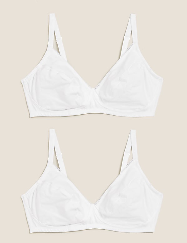 2pk Cotton Rich Non Wired Full Cup Bras A-E