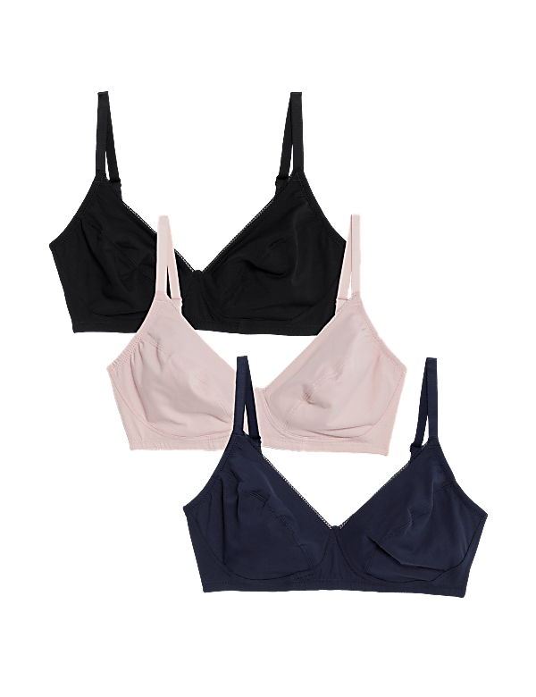 3pk Cotton Non Wired Full Cup Bras A-E
