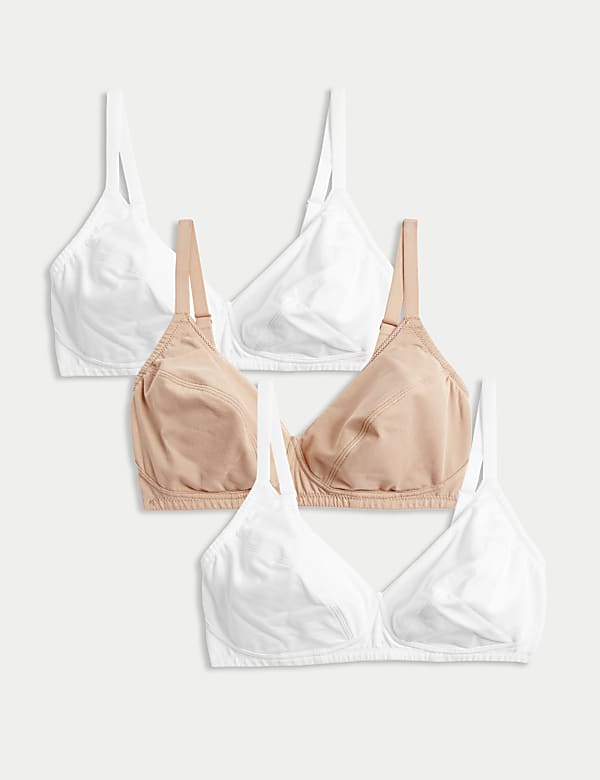 3pk Cotton Non Wired Full Cup Bras A-E - RS