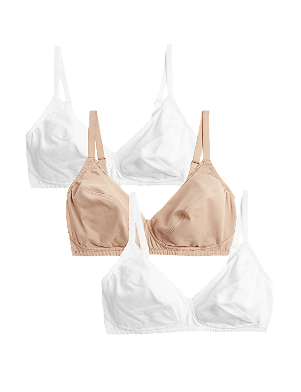 3pk Cotton Non Wired Full Cup Bras A-E