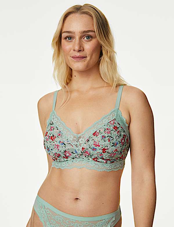 Printed Lace Non Wired Bralette A-E - IT