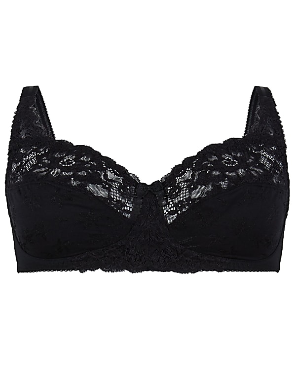 Jacquard & Lace Non-Padded Full Cup Bra