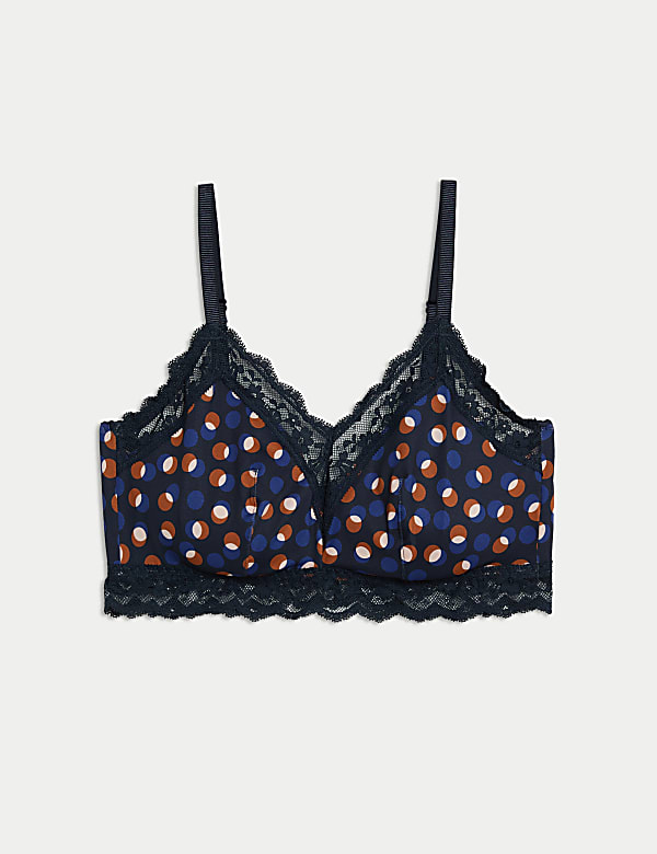 Beugelloze bustier met kant en print, cupmaten A-E - NL