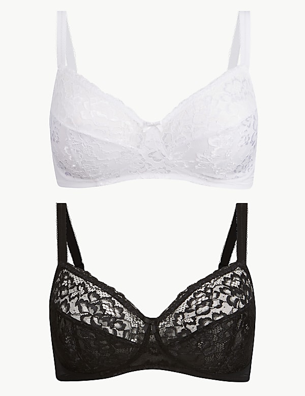 2 Pack Louisa Lace Non-Padded Full Cup Bras A-DD