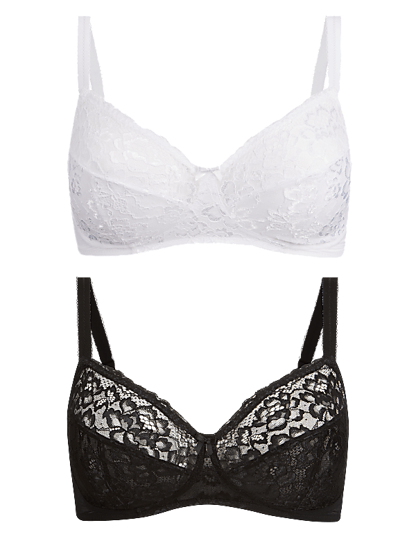 2 Pack Louisa Lace Non-Padded Full Cup Bras A-DD