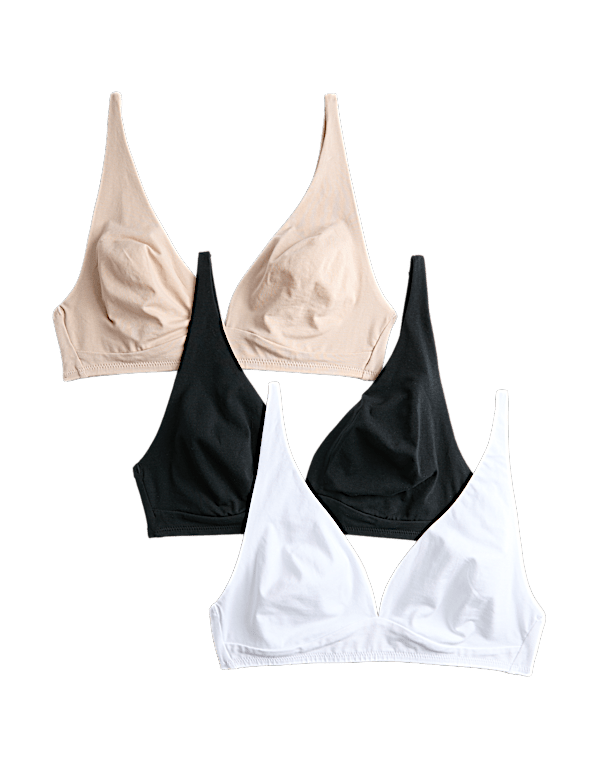 3 Pack Cotton Rich Non Wired Full Cup Bras (A-E)