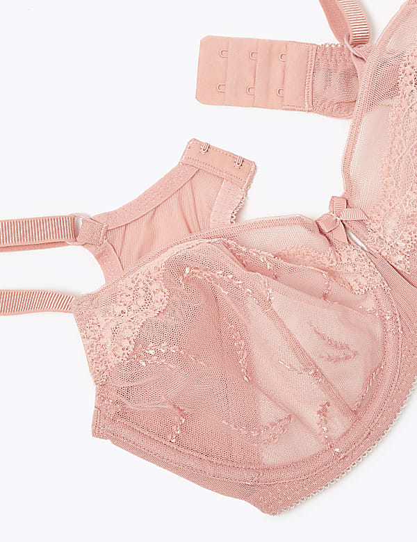 2pk Embroidered Mesh Balcony Bras B-E
