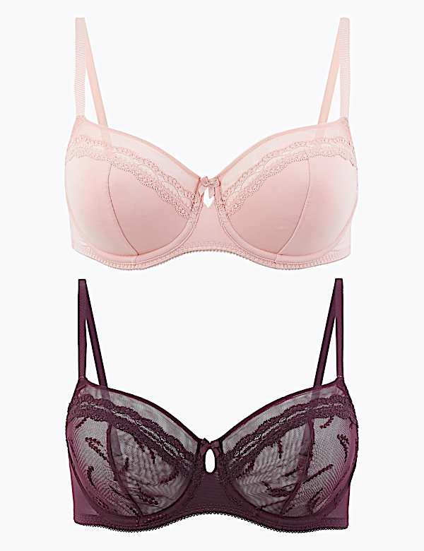 2pk Embroidered Balcony Bras B-E