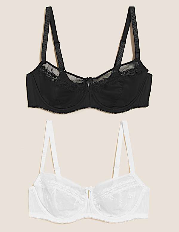 2pk Embroidered Balcony Bras B-E