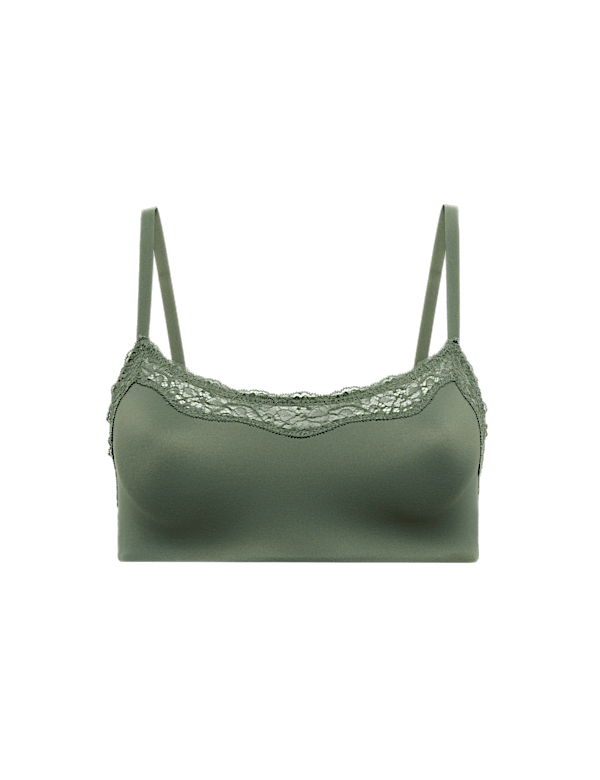 Body Soft Lace Trim Non Wired Crop Top