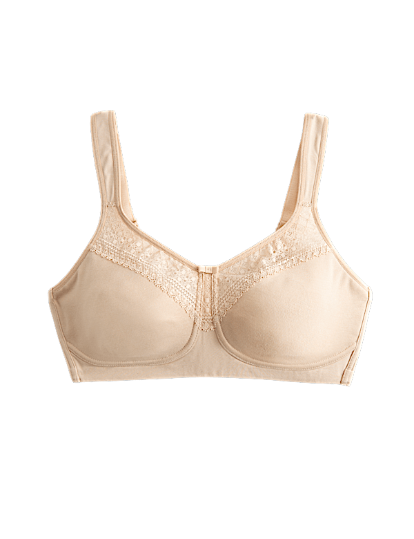 Cotton & Lace Non Wired Total Support Bra