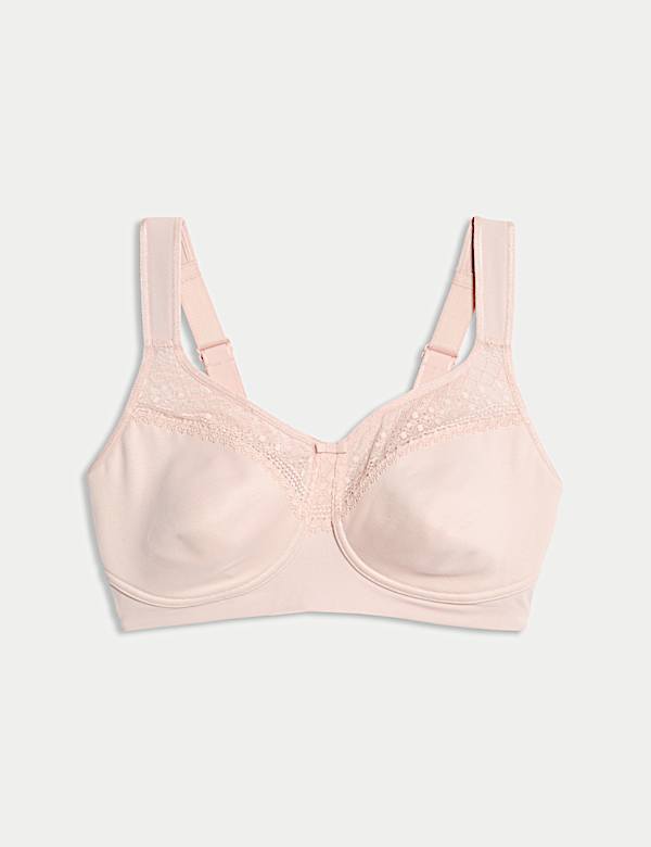 Cotton Blend & Lace Non Wired Total Support Bra B-H - US