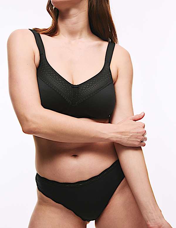 Cotton Blend & Lace Non Wired Total Support Bra B-H - LT