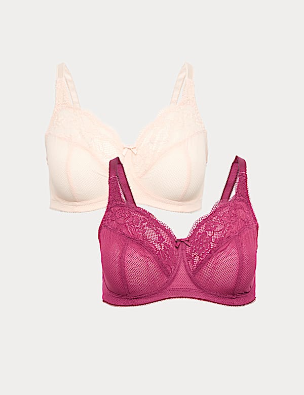 2 Pack Jasmine Lace Total Support Bras B-H