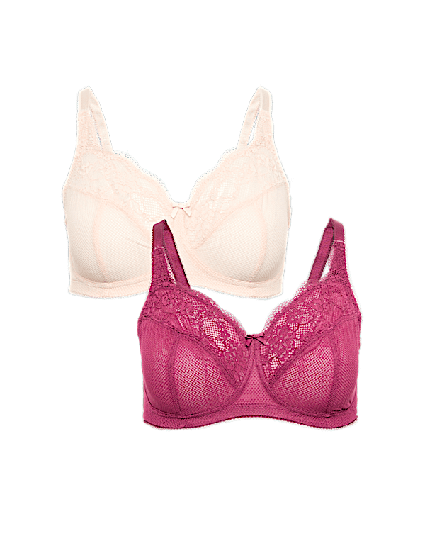 2 Pack Jasmine Lace Total Support Bras B-H