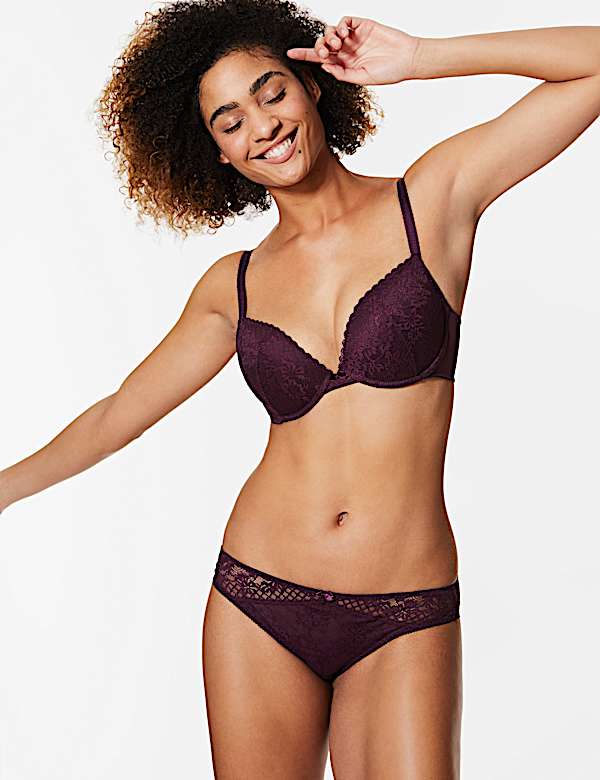 2 Pack Lace Embroidered Push-up Plunge Bras
