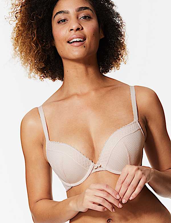 2 Pack Lace Embroidered Push-up Plunge Bras
