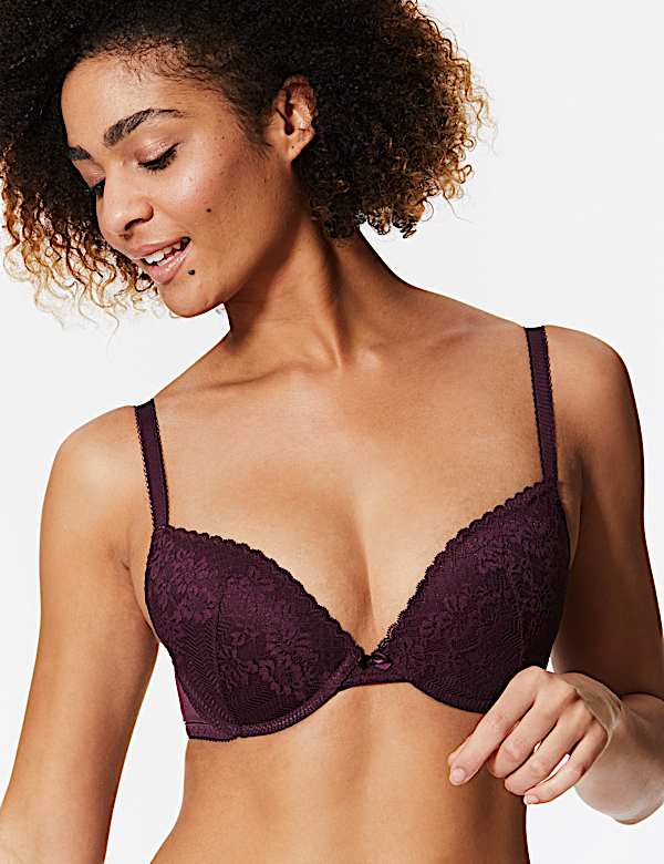 2 Pack Lace Embroidered Push-up Plunge Bras