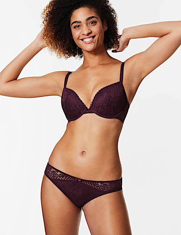 2 Pack Lace Embroidered Push-up Plunge Bras