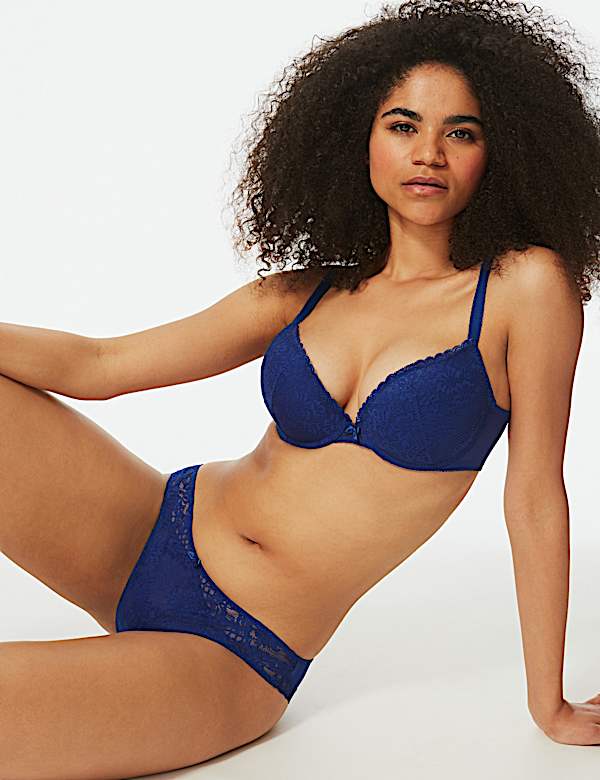 2 Pack Lace Embroidered Push-up Plunge Bras
