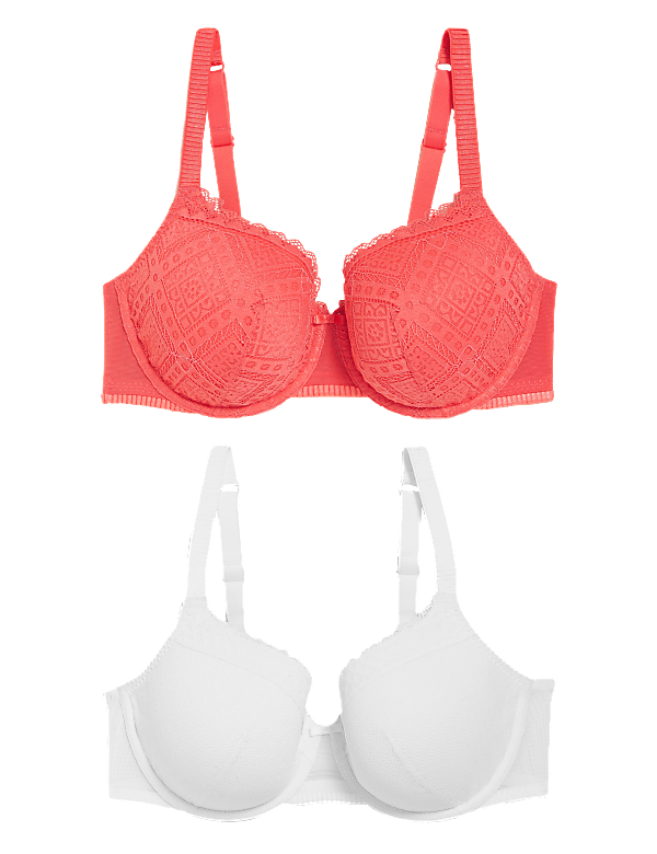 2pk Mesh Lace Full Cup Bras A-E