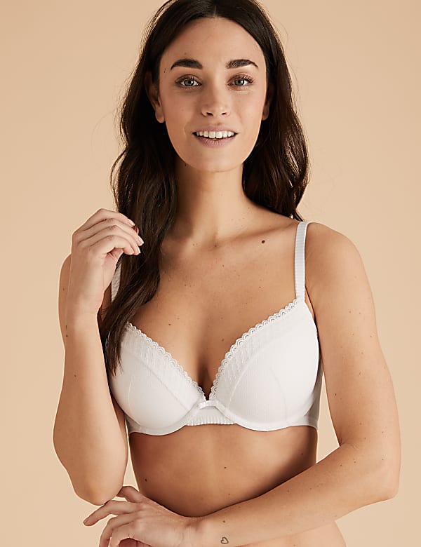 2pk Mesh Lace Push-Up Plunge Bras A-E