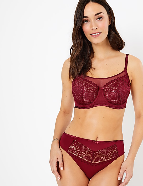 2 Pack Mesh Lace Panel Balcony Bras A-G
