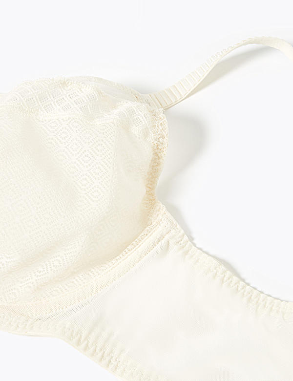 2 Pack Mesh Lace Panel Balcony Bras A-G