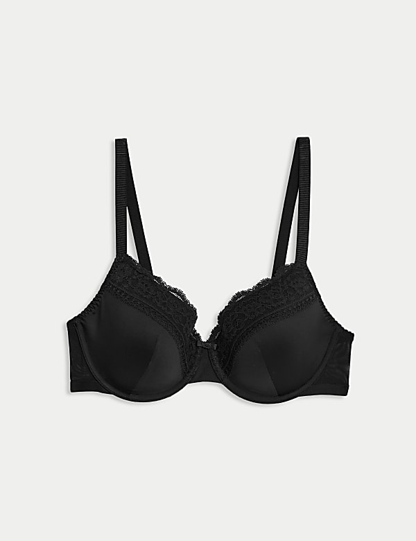 Lace Trim Padded Full Cup Wired Bra A-E - US