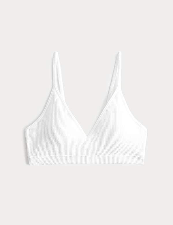 First Bra Seamless Ribbed Crop Top | WHITE | Bras | M&S DE