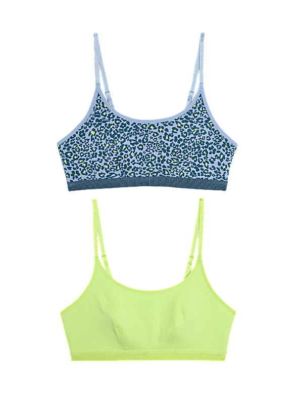 2pk Cotton Blend Crop Top First Bras