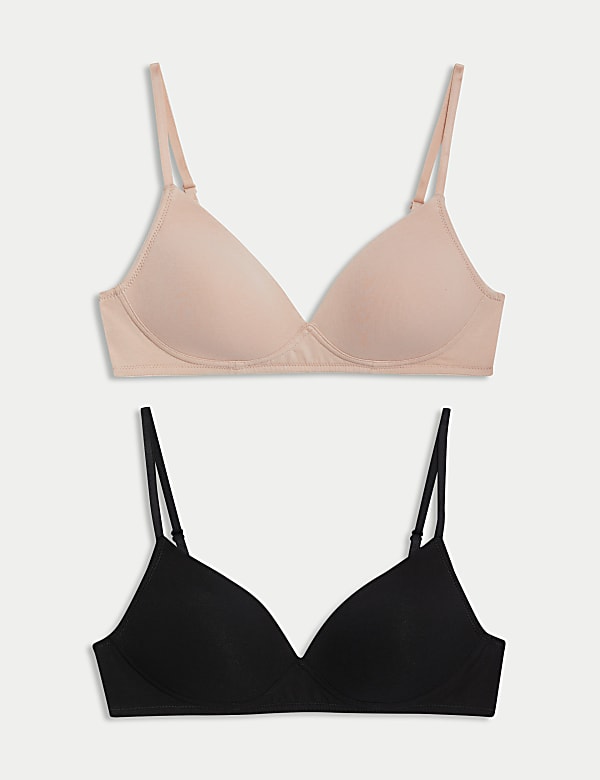 2pk Cotton Rich Non Wired First Bras (A-D) | WHITE/WHITE | Bras | M&S AU