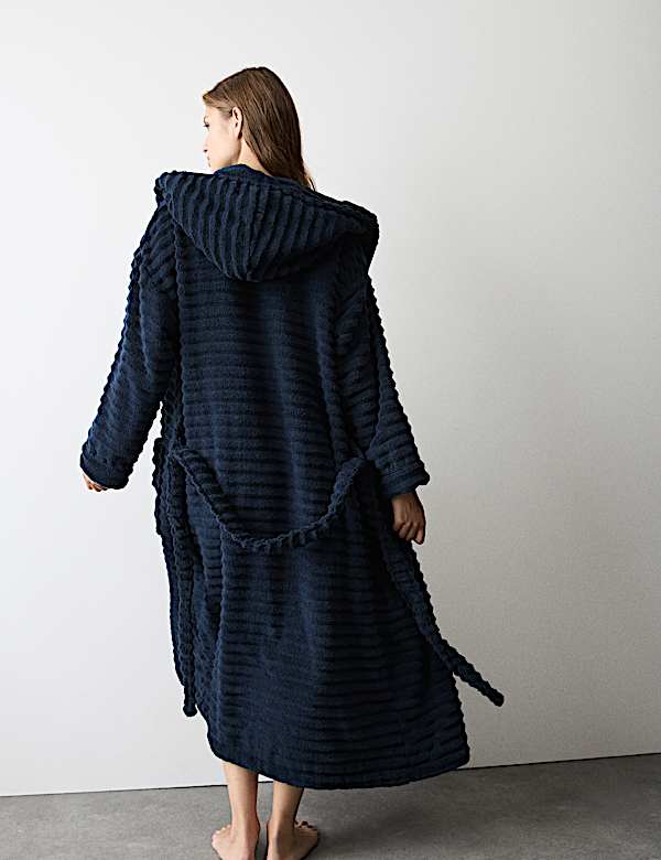 Pure Cotton Towelling Ribbed Dressing Gown - JO