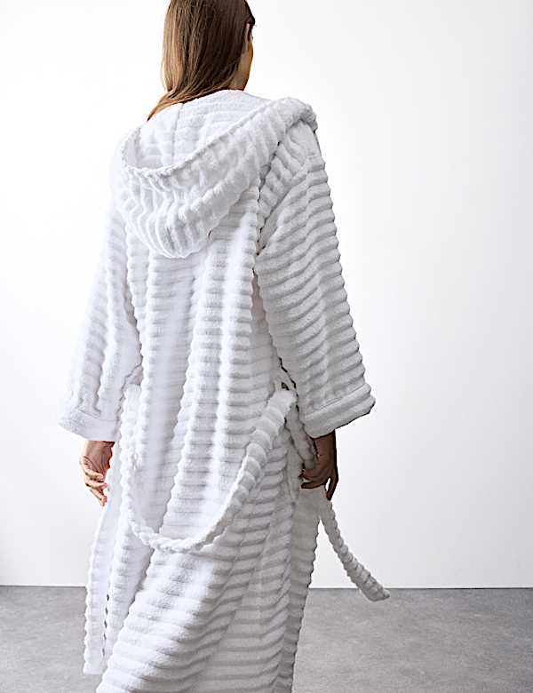 Pure Cotton Towelling Ribbed Dressing Gown - RO
