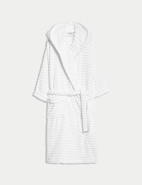 Pure Cotton Towelling Ribbed Dressing Gown - RO