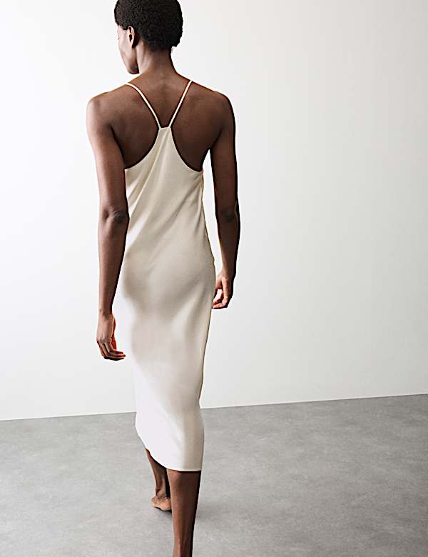 Satin Strappy Long Chemise - US